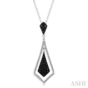 1/10 Ctw Round Cut Black Diamond Fashion Pendant in Sterling Silver with Chain