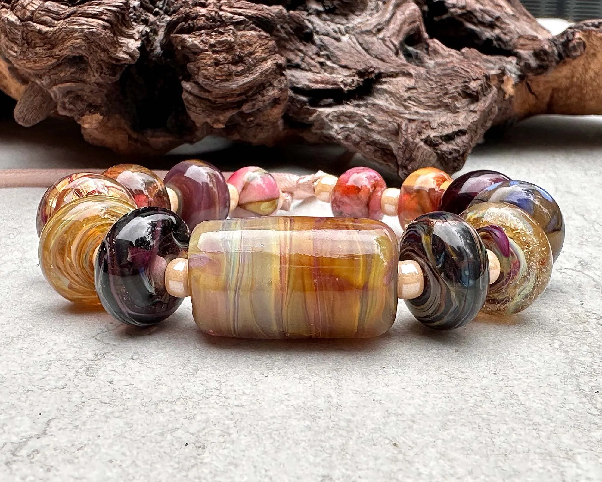 13 Brown Orphan Lampwork Beads Mix SRA