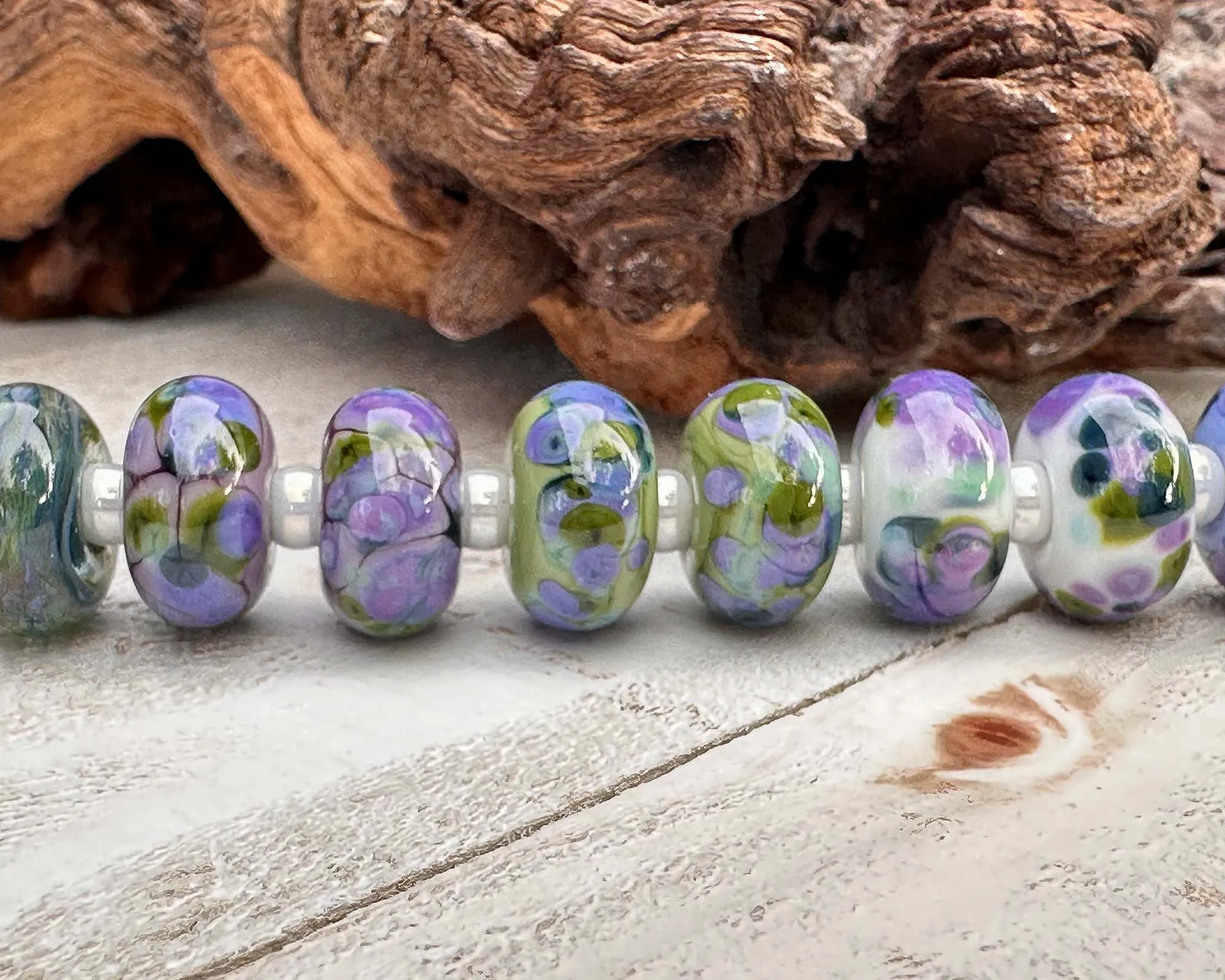 14 Wisteria Purple Lampwork Beads Set SRA