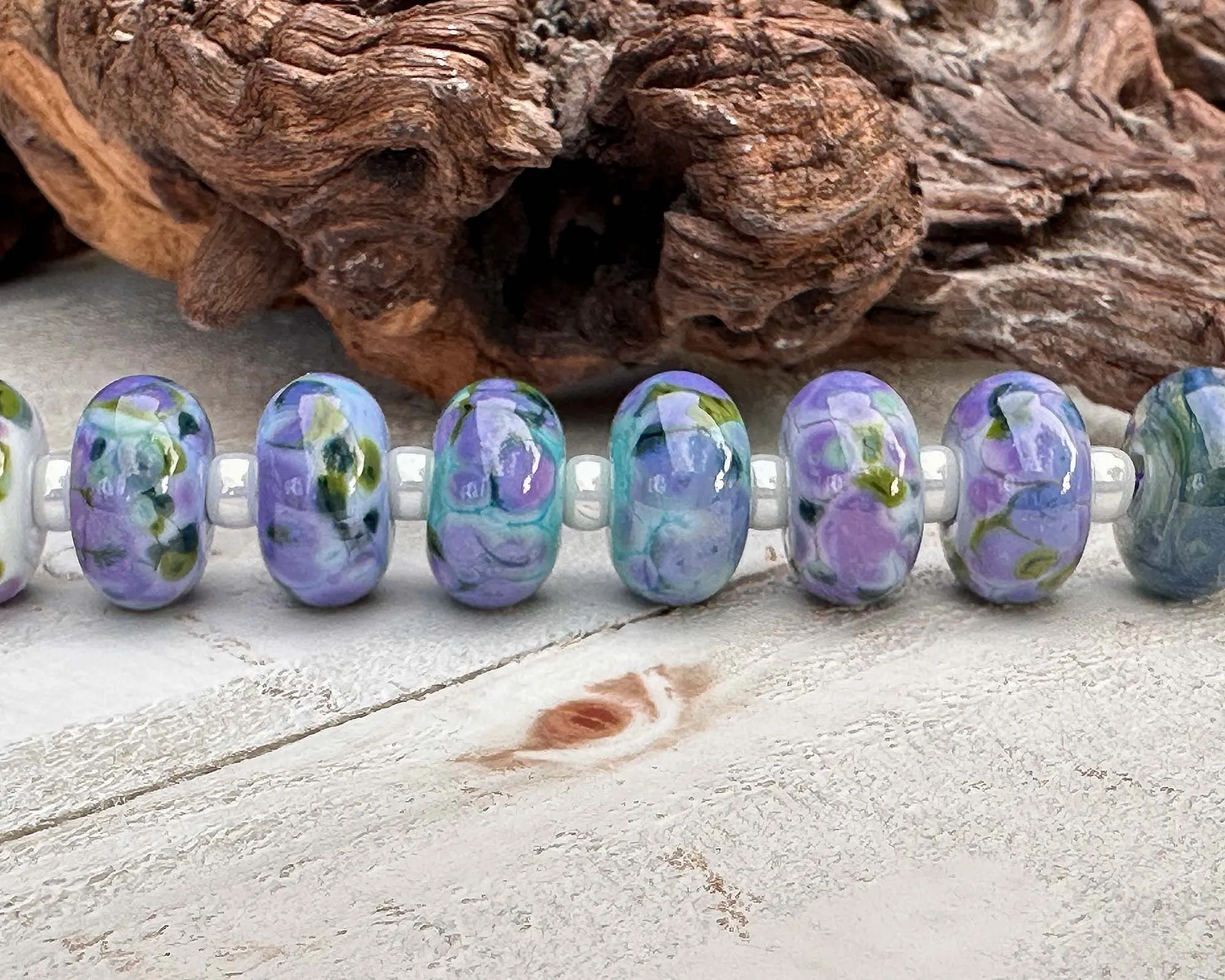 14 Wisteria Purple Lampwork Beads Set SRA