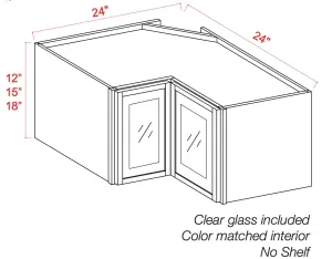 24" Wide Glass Door Wall Easy Reach Cabinet - Shaker Slim