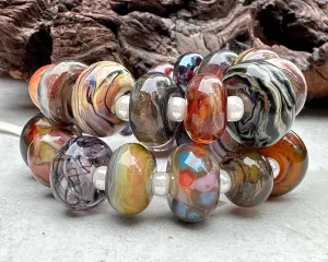 26 Brown Orphans Lampwork Beads Set SRA