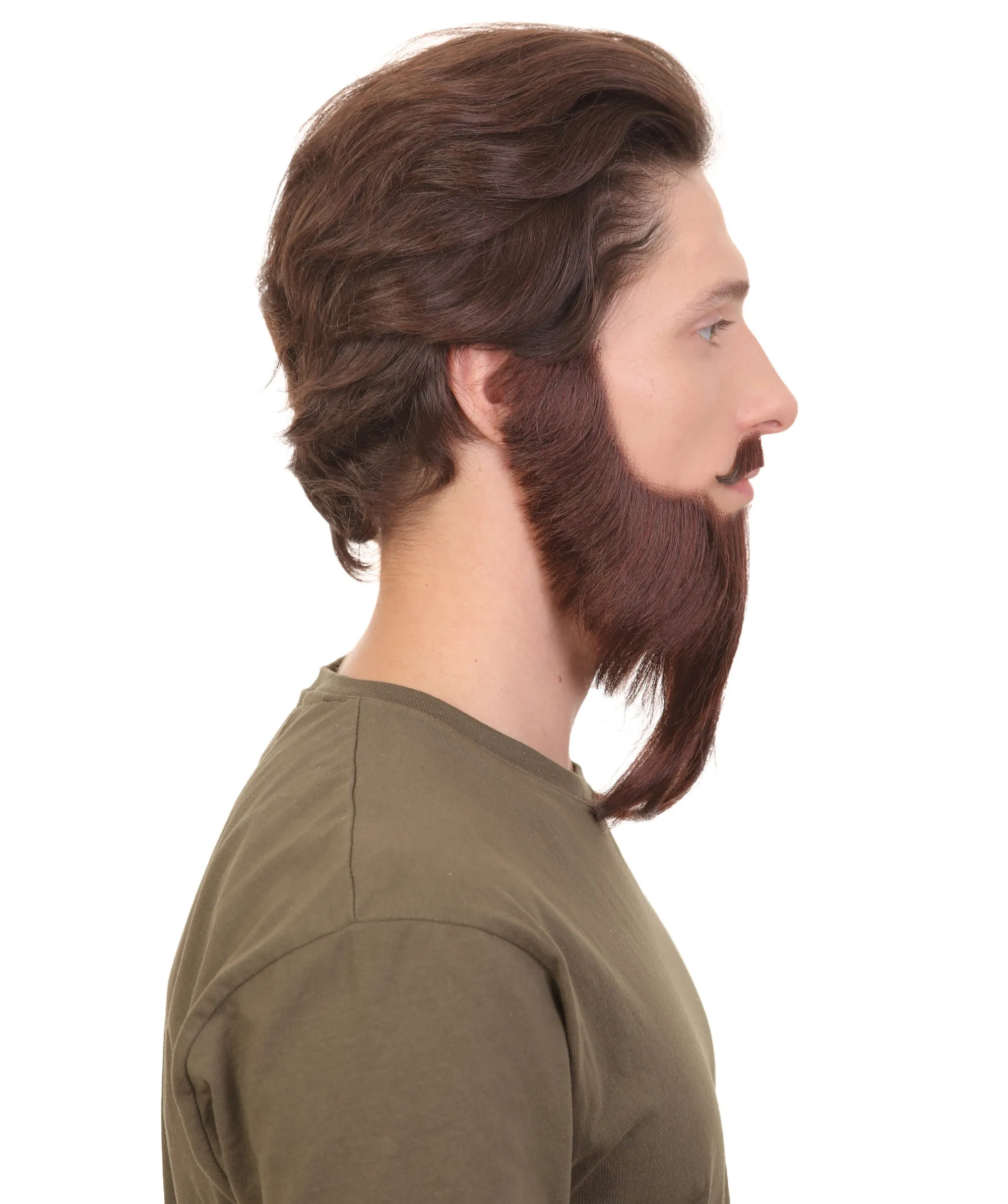 Adult Men's Short Dark Brown French Fork Beard, Synthetic Fiber