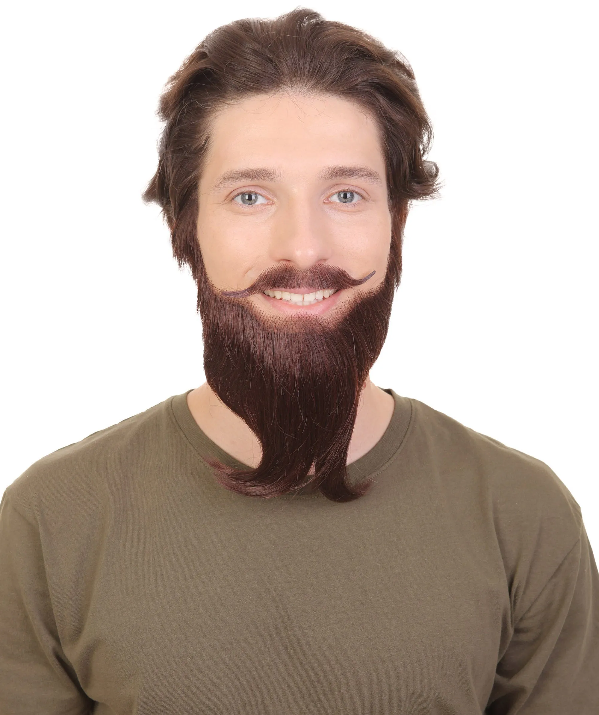 Adult Men's Short Dark Brown French Fork Beard, Synthetic Fiber