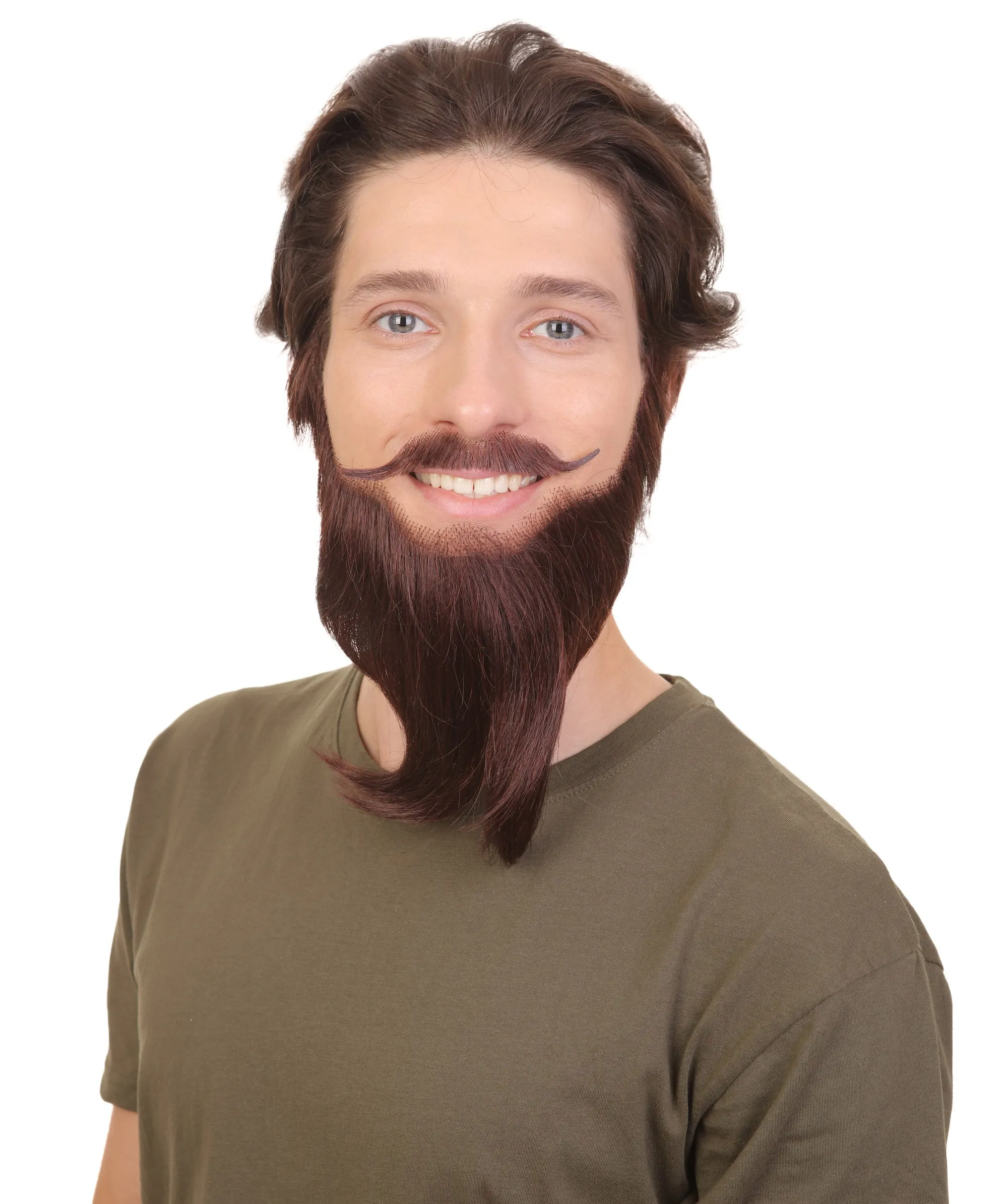 Adult Men's Short Dark Brown French Fork Beard, Synthetic Fiber