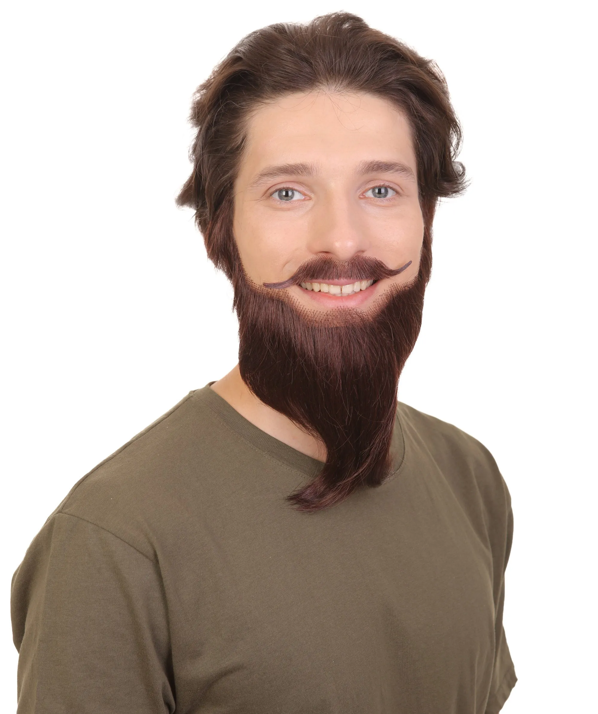 Adult Men's Short Dark Brown French Fork Beard, Synthetic Fiber