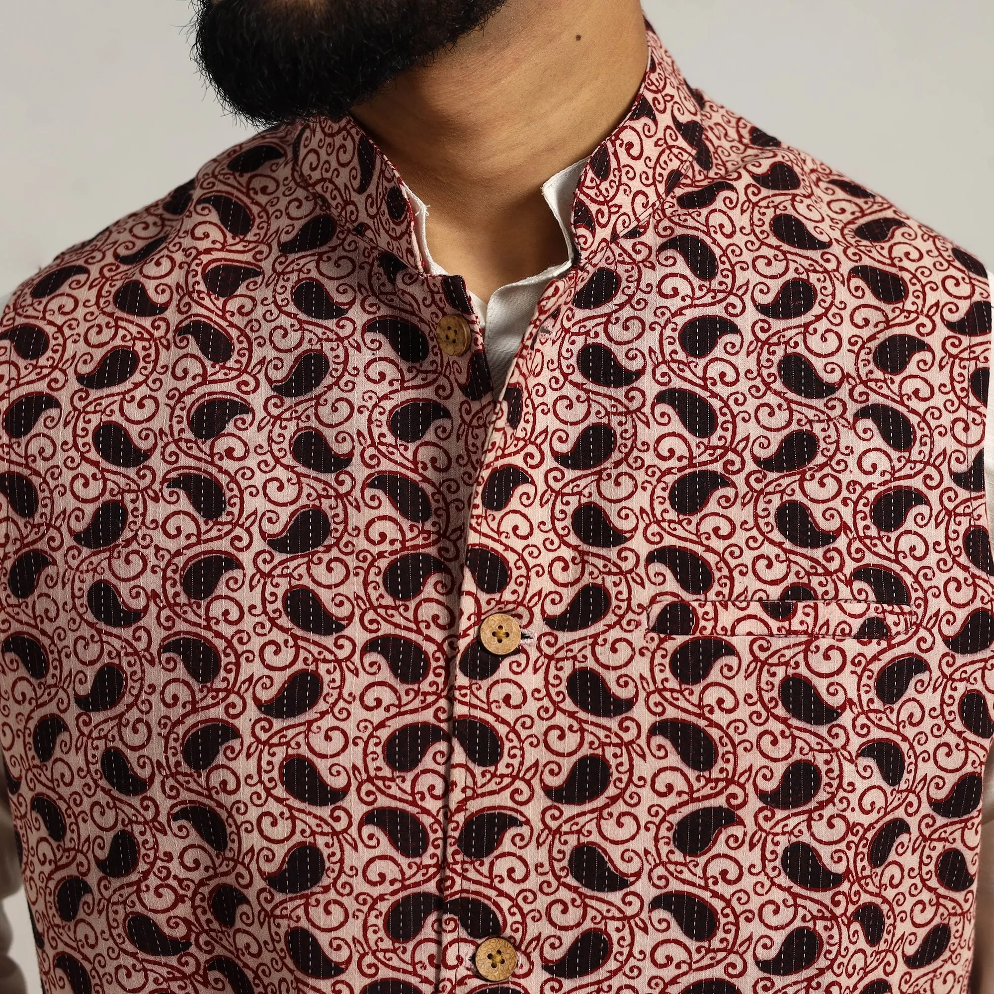 Bagh Print Nehru Jacket for Men 15