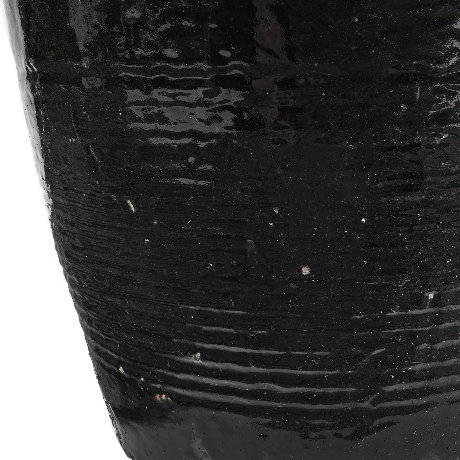 Black Glazed Terracotta Water Pot From Peking - 19th Century