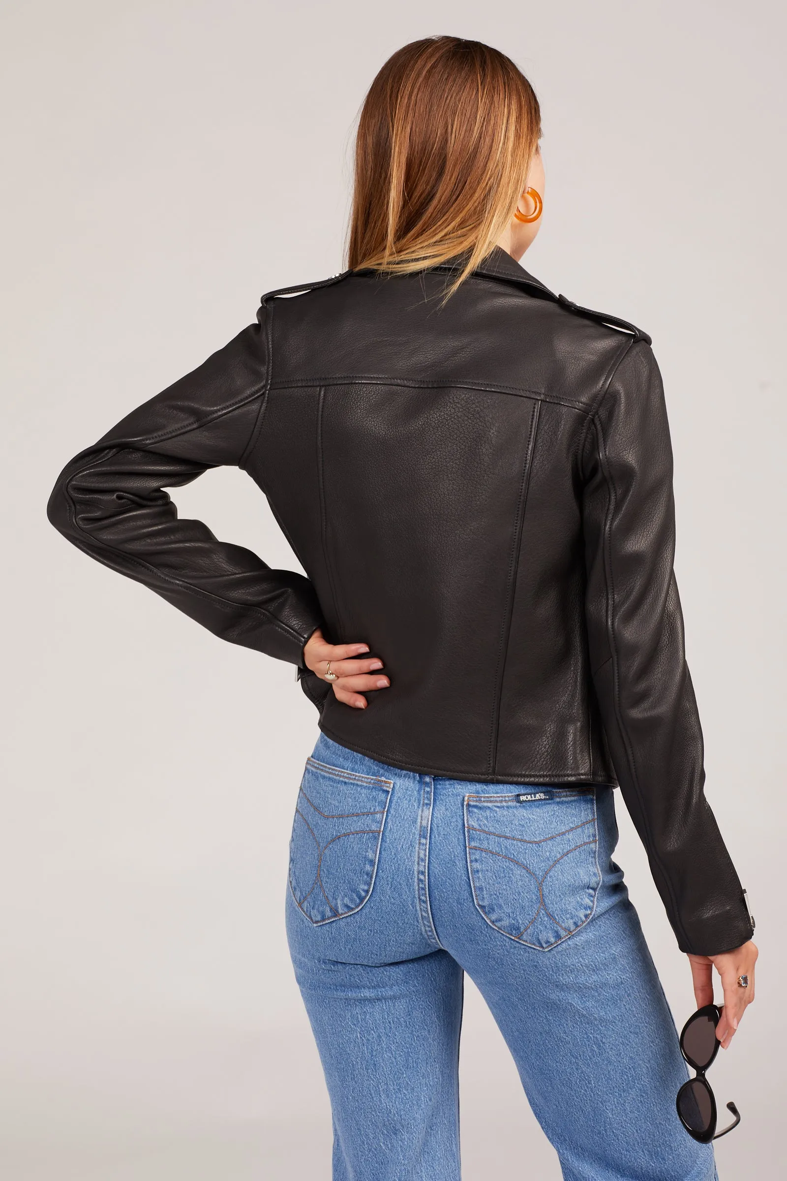 Black Kas Leather Biker Jacket