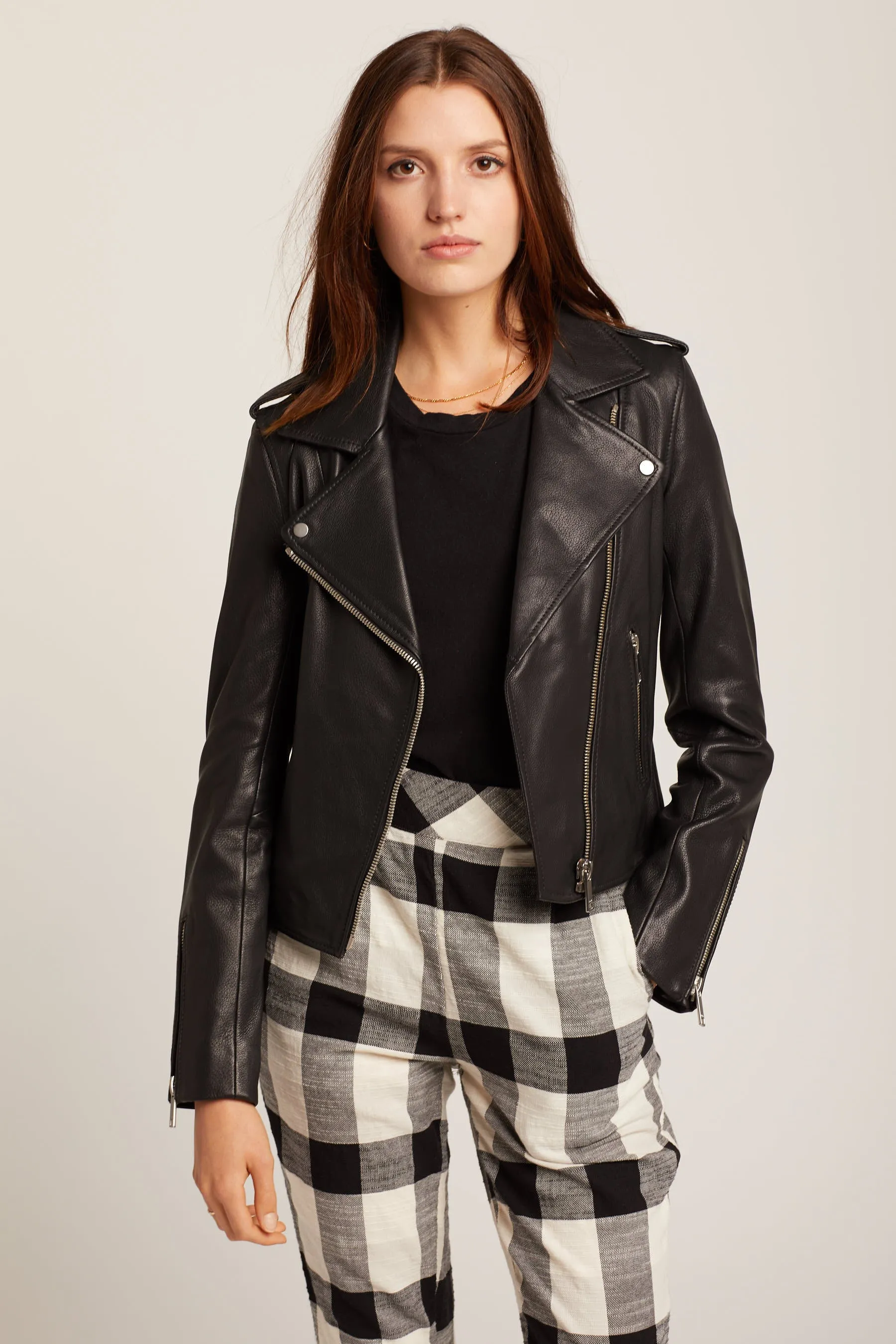 Black Kas Leather Biker Jacket