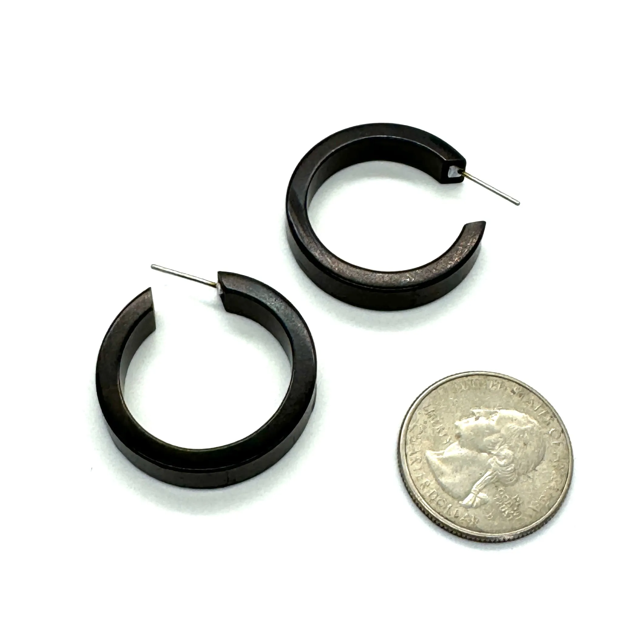 Black Small Classic Hoop Earrings