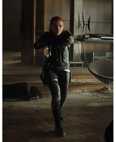 Black Widow 2021 Black Leather Jacket