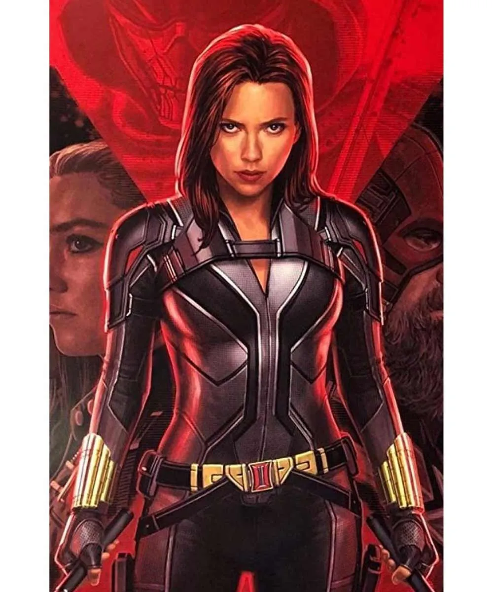 Black Widow 2021 Black Leather Jacket