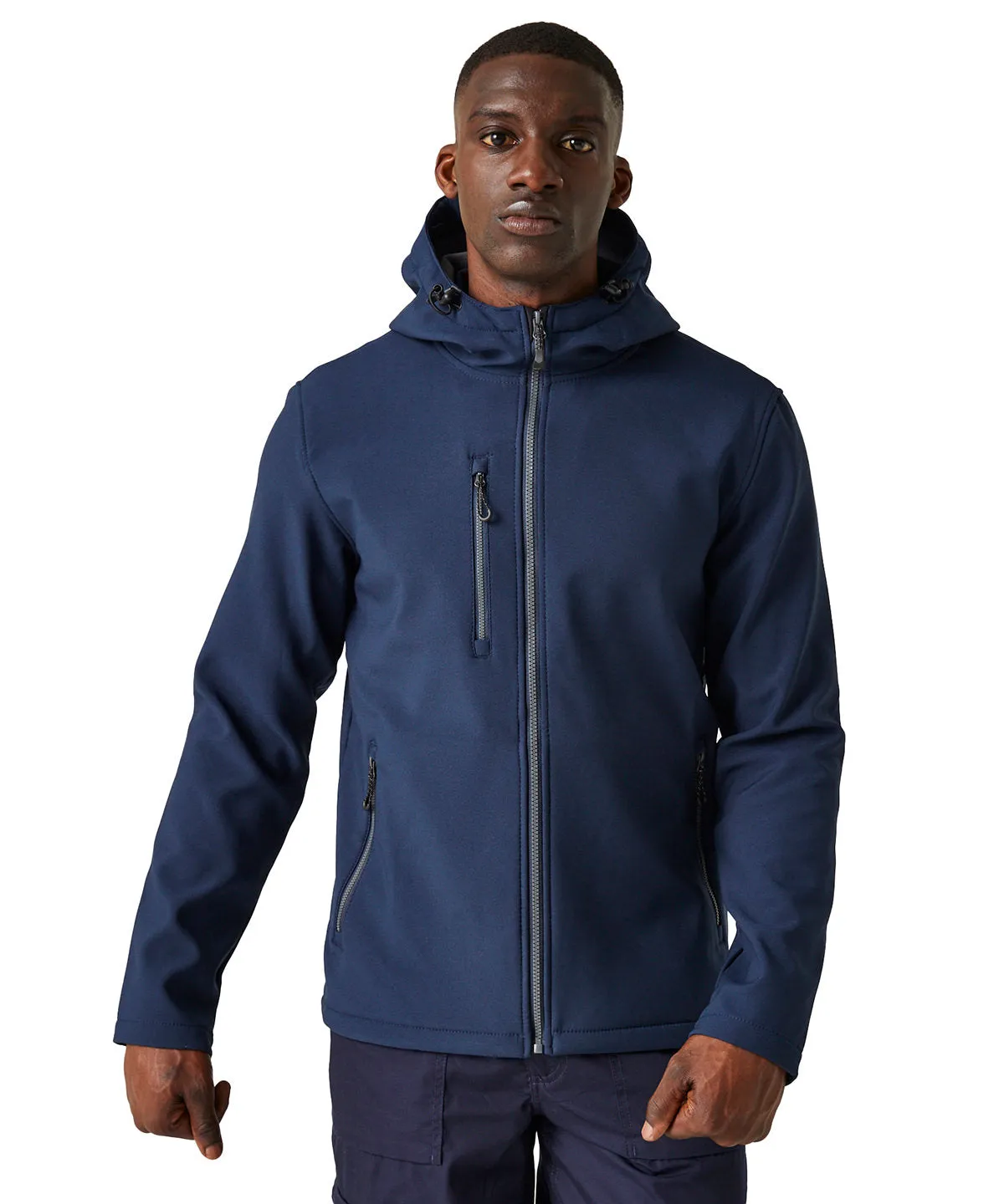 Black/New Royal - Navigate 2-layer hooded softshell jacket