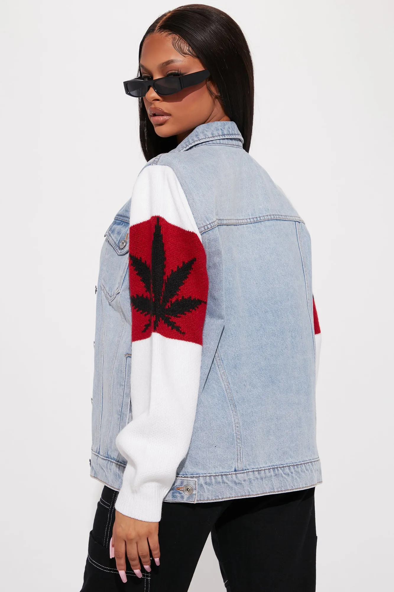 Blazed Denim Sweater Jacket - Light Blue Wash