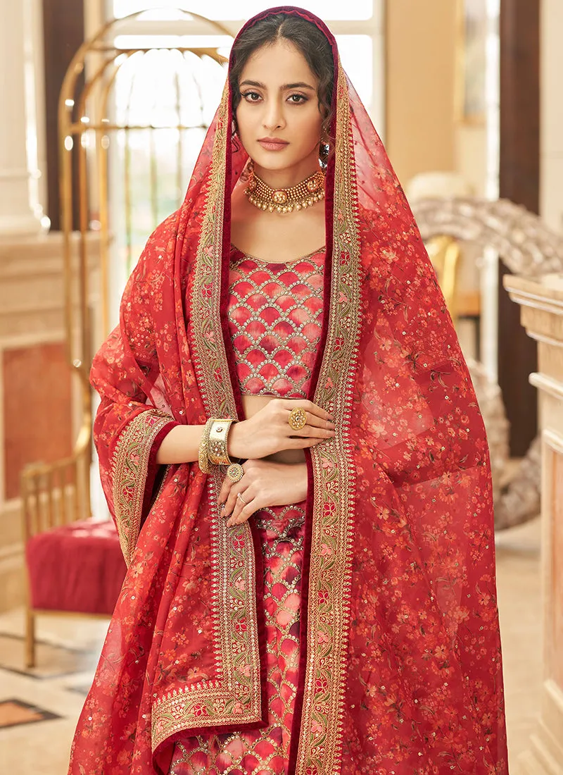 Bridal Red Embroidery Wedding Lehenga Choli