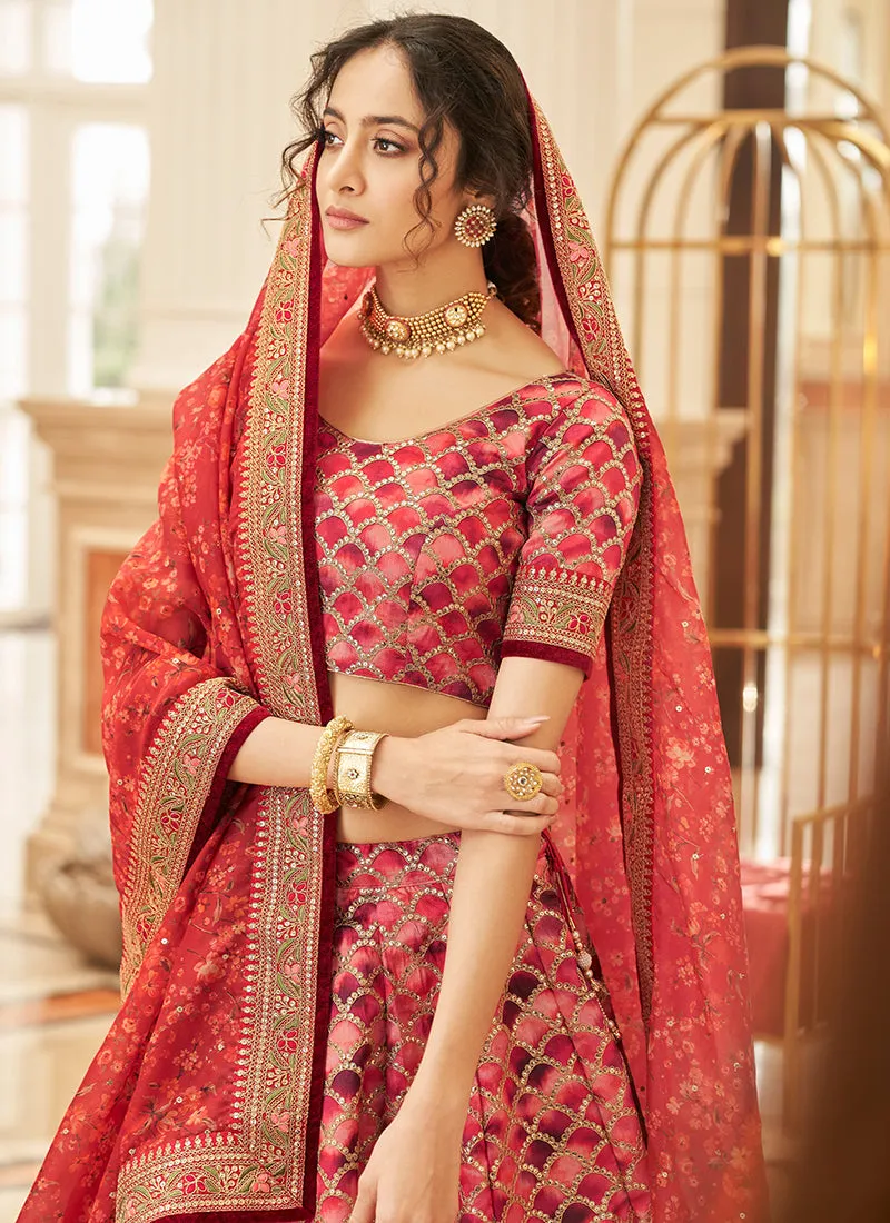 Bridal Red Embroidery Wedding Lehenga Choli