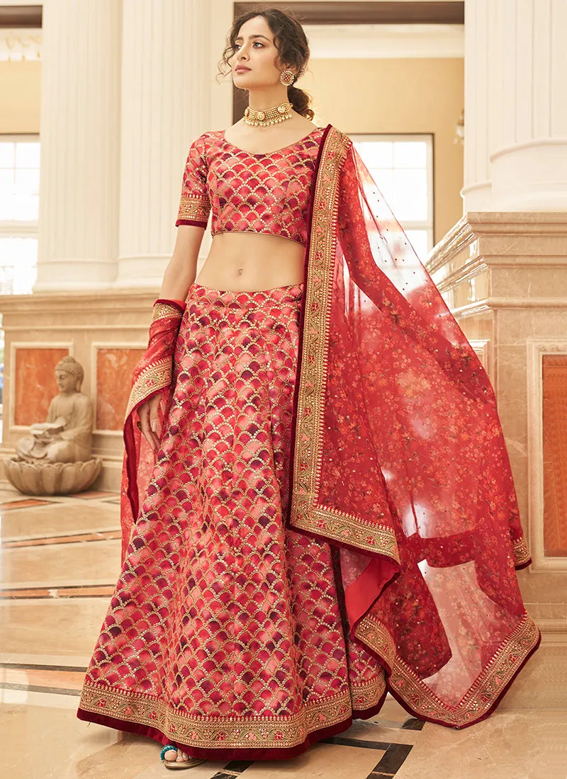 Bridal Red Embroidery Wedding Lehenga Choli