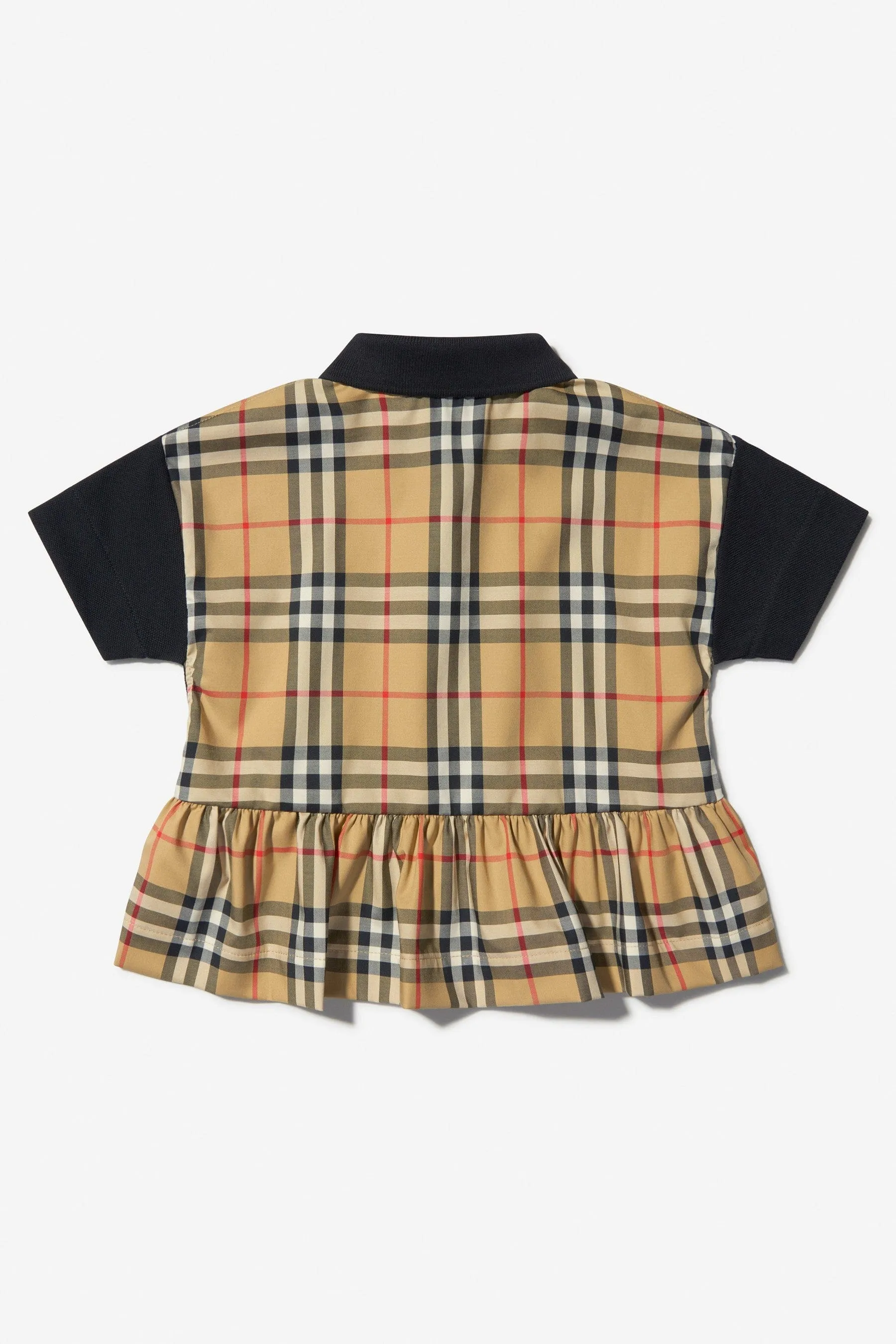 Burberry Girls Cotton Check Trim Polo Shirt