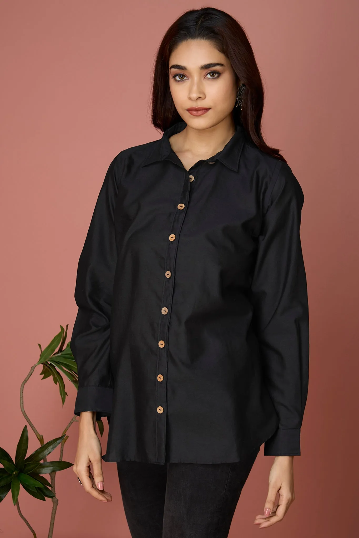 button down chanderi shirt - Ebony & Elegance