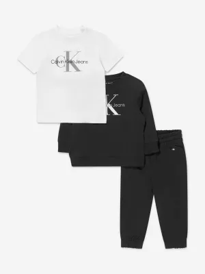 Calvin Klein Baby Monogram 3 Piece Gift Set in Black