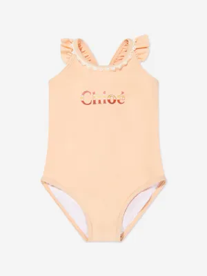 Chloé Baby Girls Logo Swimming Costume in Pink