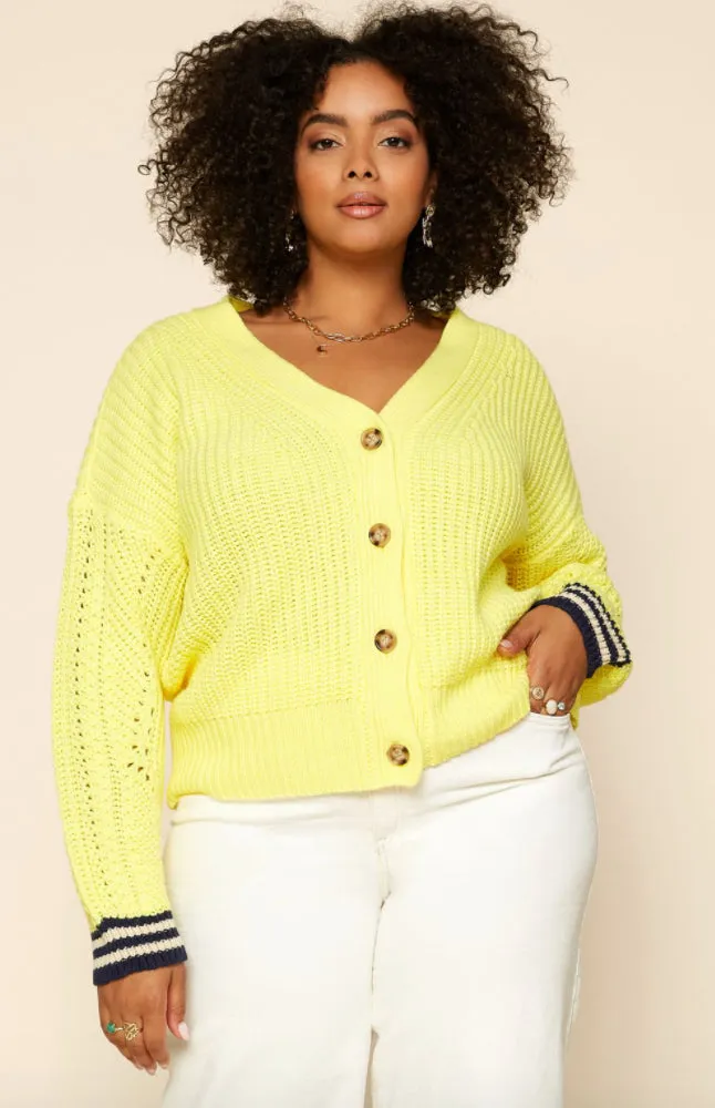 Cuff Detail Lime Cardigan