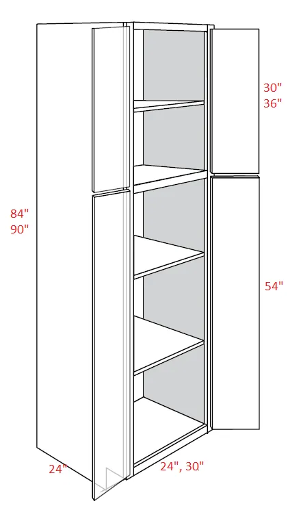 EB02-UC3024X84 Elegant Smokey Gray Assembled 30x84 Pantry Cabinet