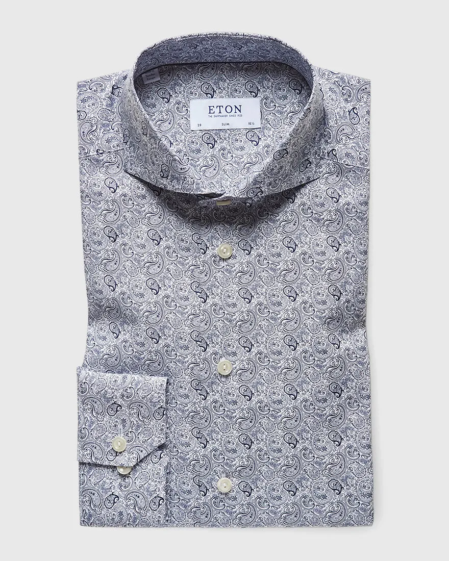 ETON 20857351129 BLUE PAISLEY SLIM SC SHIRT