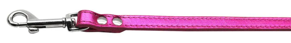 Fashionable Leather Leash Metallic Pink 3-4'' Wide