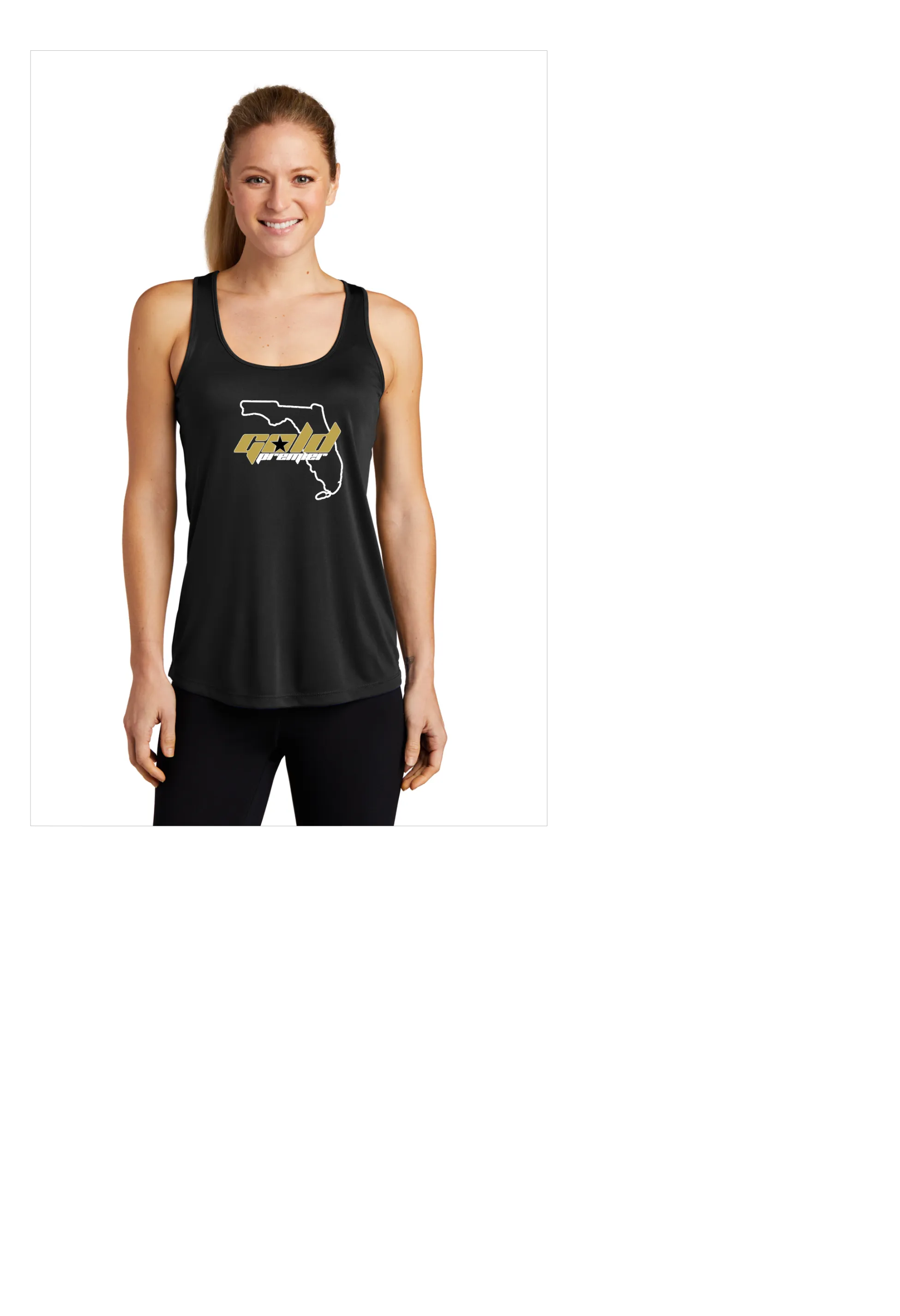 GOLD PREMIER LADIES BELLA CANVAS RACERBACK  FLOWY TANK