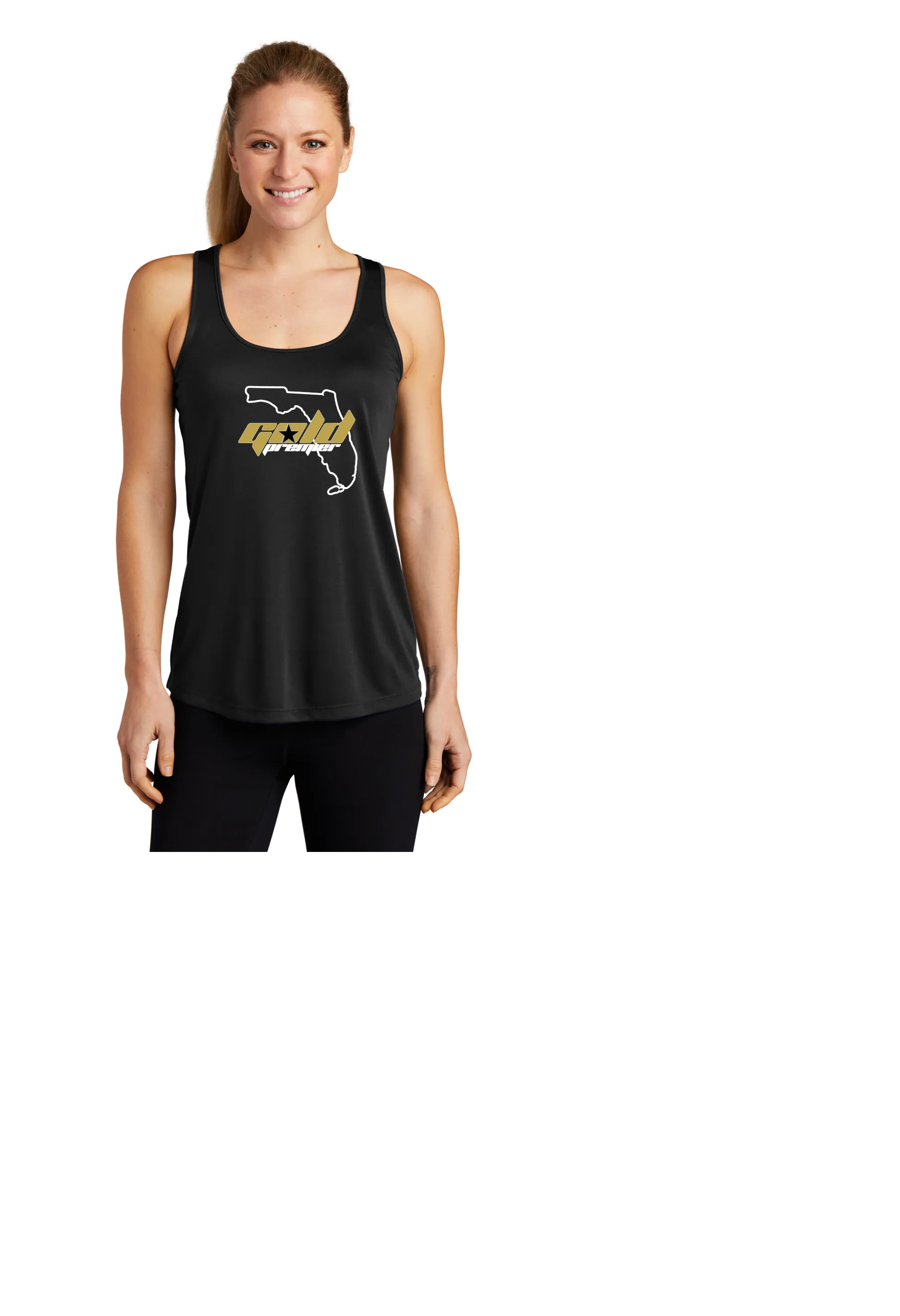 GOLD PREMIER LADIES BELLA CANVAS RACERBACK  FLOWY TANK