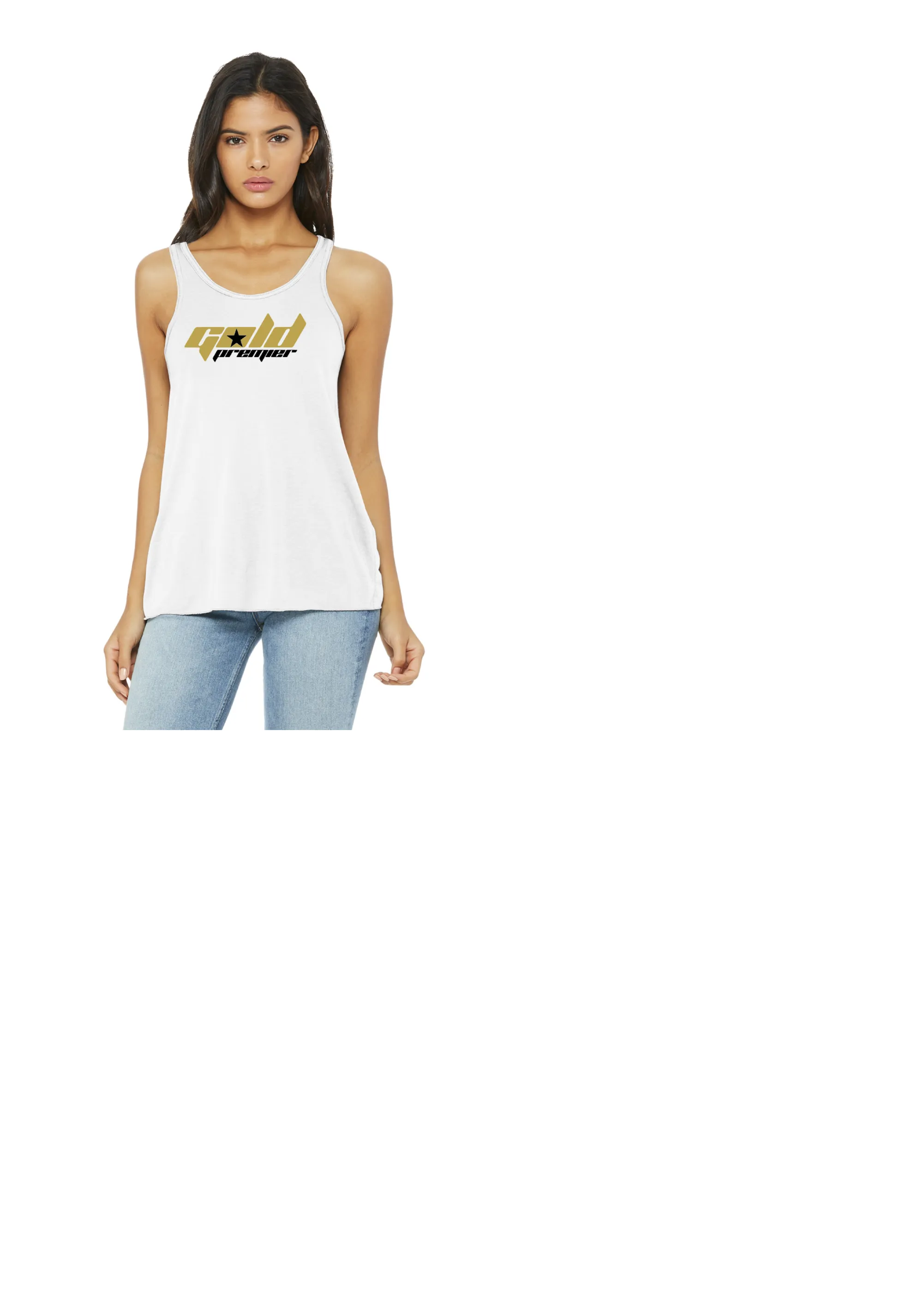 GOLD PREMIER LADIES BELLA CANVAS RACERBACK  FLOWY TANK