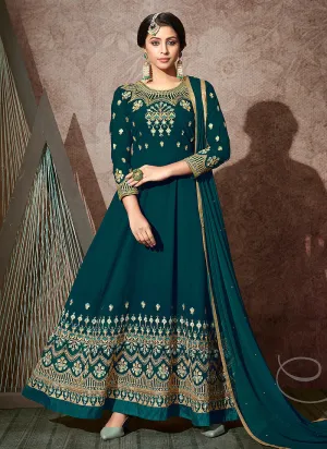 Green Embroidered Anarkali Suit