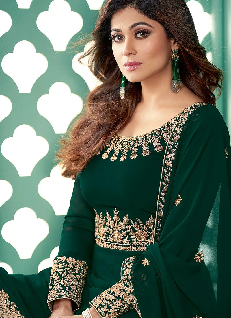 Green Zari Embroidered Anarkali Suit