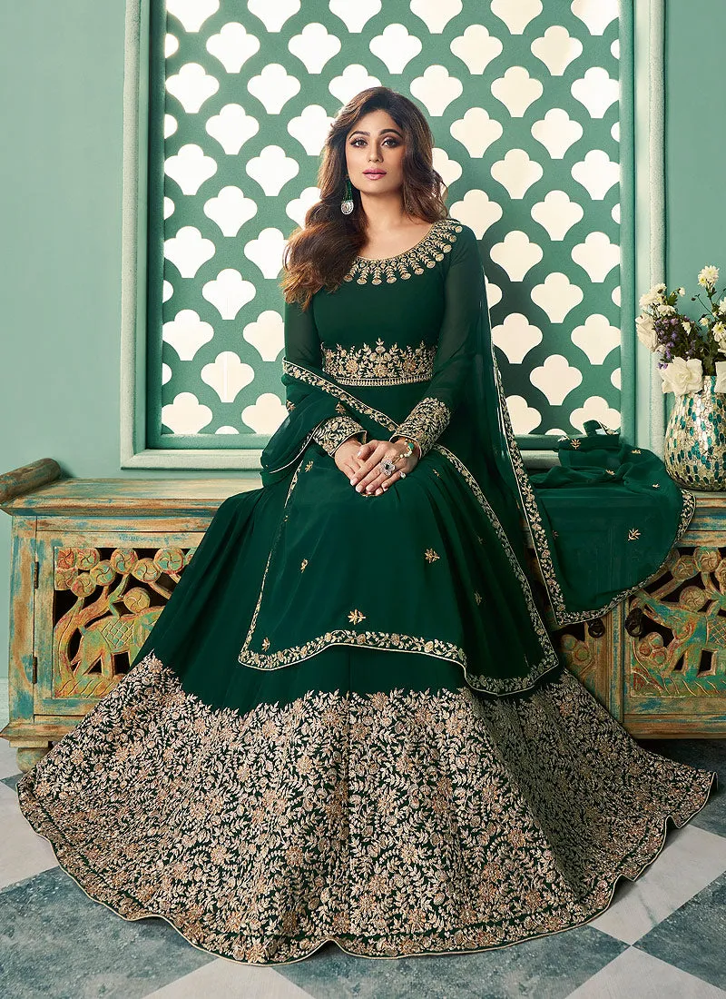 Green Zari Embroidered Anarkali Suit