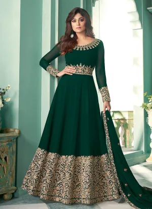 Green Zari Embroidered Anarkali Suit