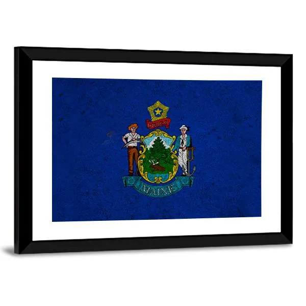 Grunge Maine Flag Canvas Wall Art