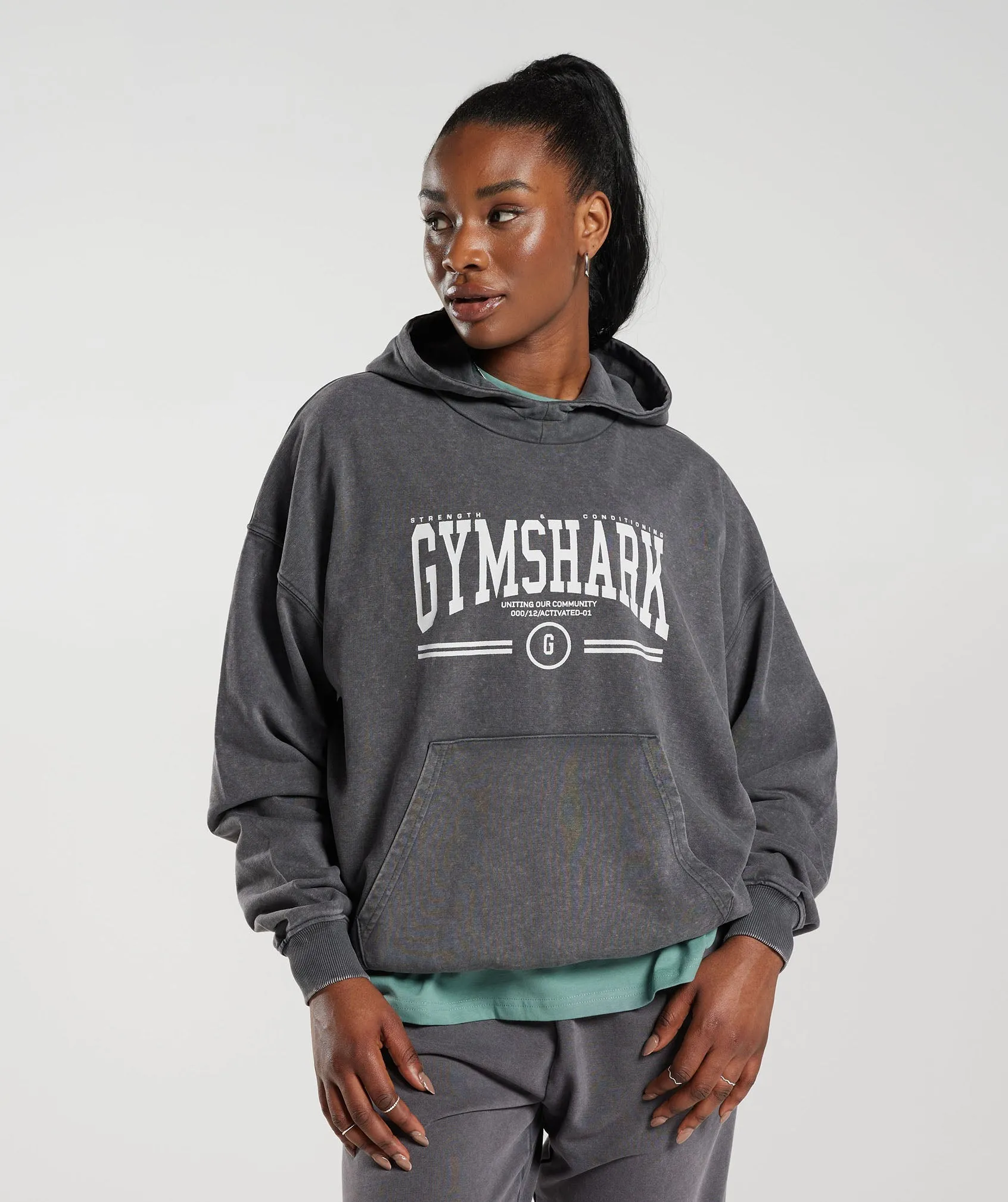 Gymshark Collegiate Oversized Hoodie - Silhouette Grey