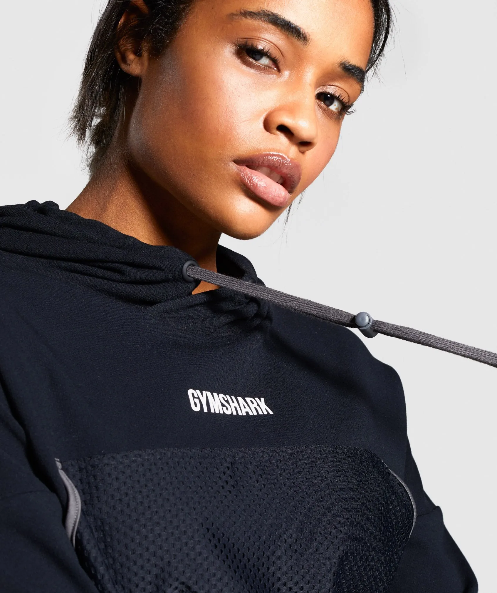 Gymshark Movement Mesh Cropped Hoodie - Black