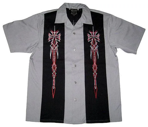 Hard Chrome Iron Cross Gray Work Shirt