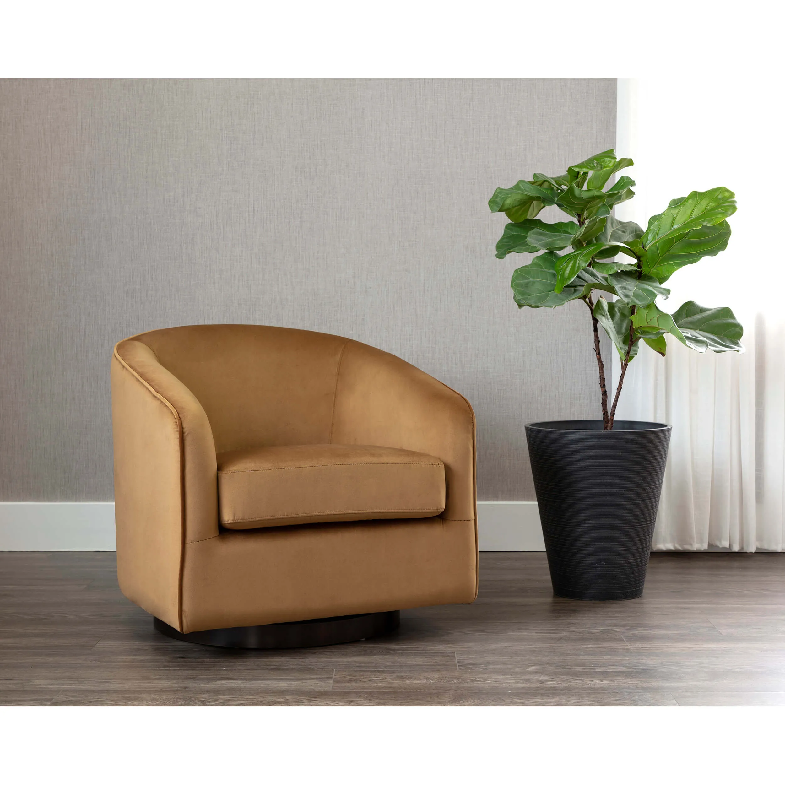 Hazel Swivel Chair, Gold Sky