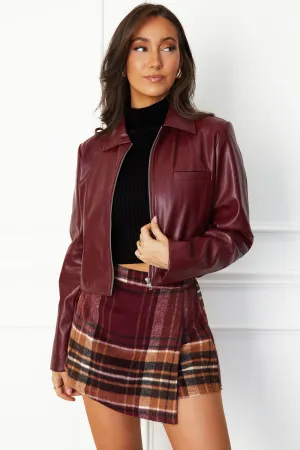 Jordanna Wine Vegan Leather Jacket