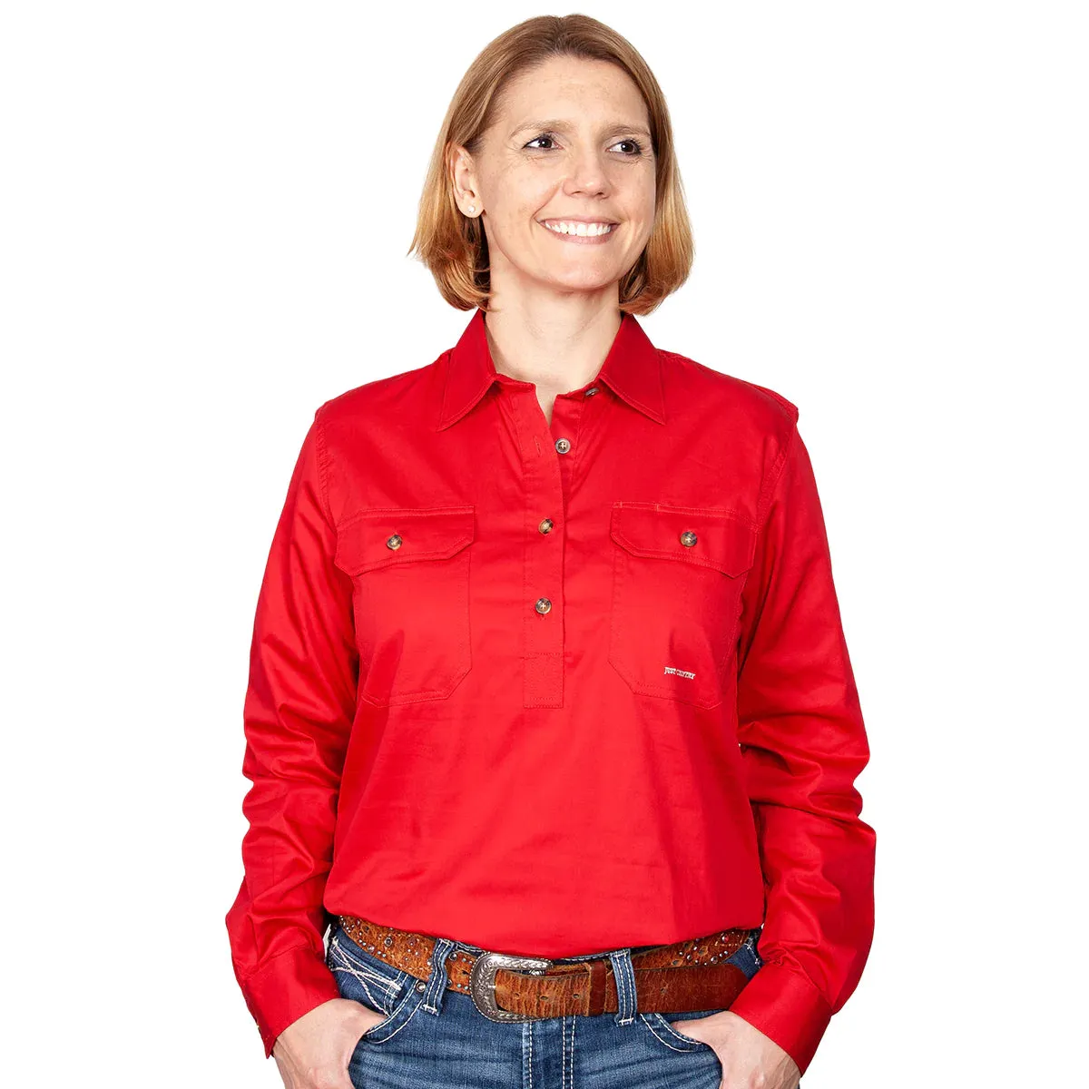 Just Country Women's Long Sleeve Half Button Work Shirt