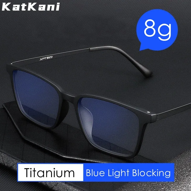 KatKani Unisex Full Rim Square Tr 90 Titanium Reading Glasses Anti Blue Light K9822