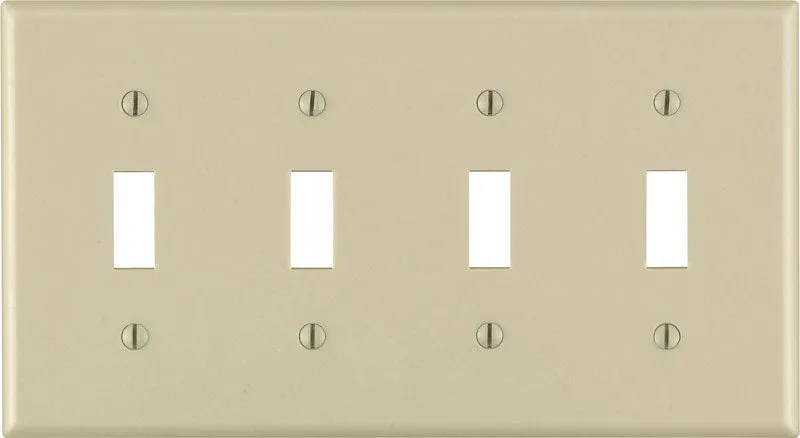 Leviton Ivory 4 gang Thermoset Plastic Toggle Wall Plate 1 pk