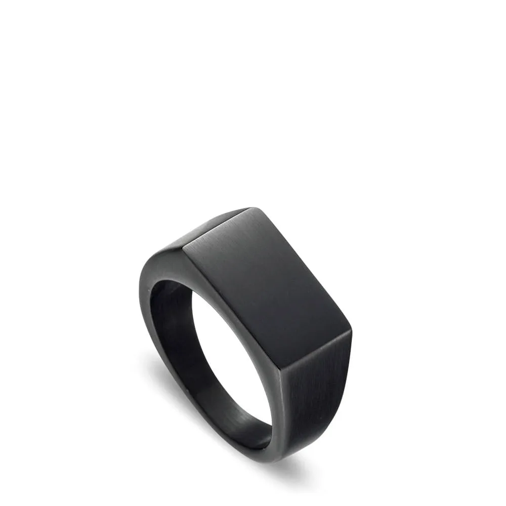 Locality Narrow Signet Ring Matte Black