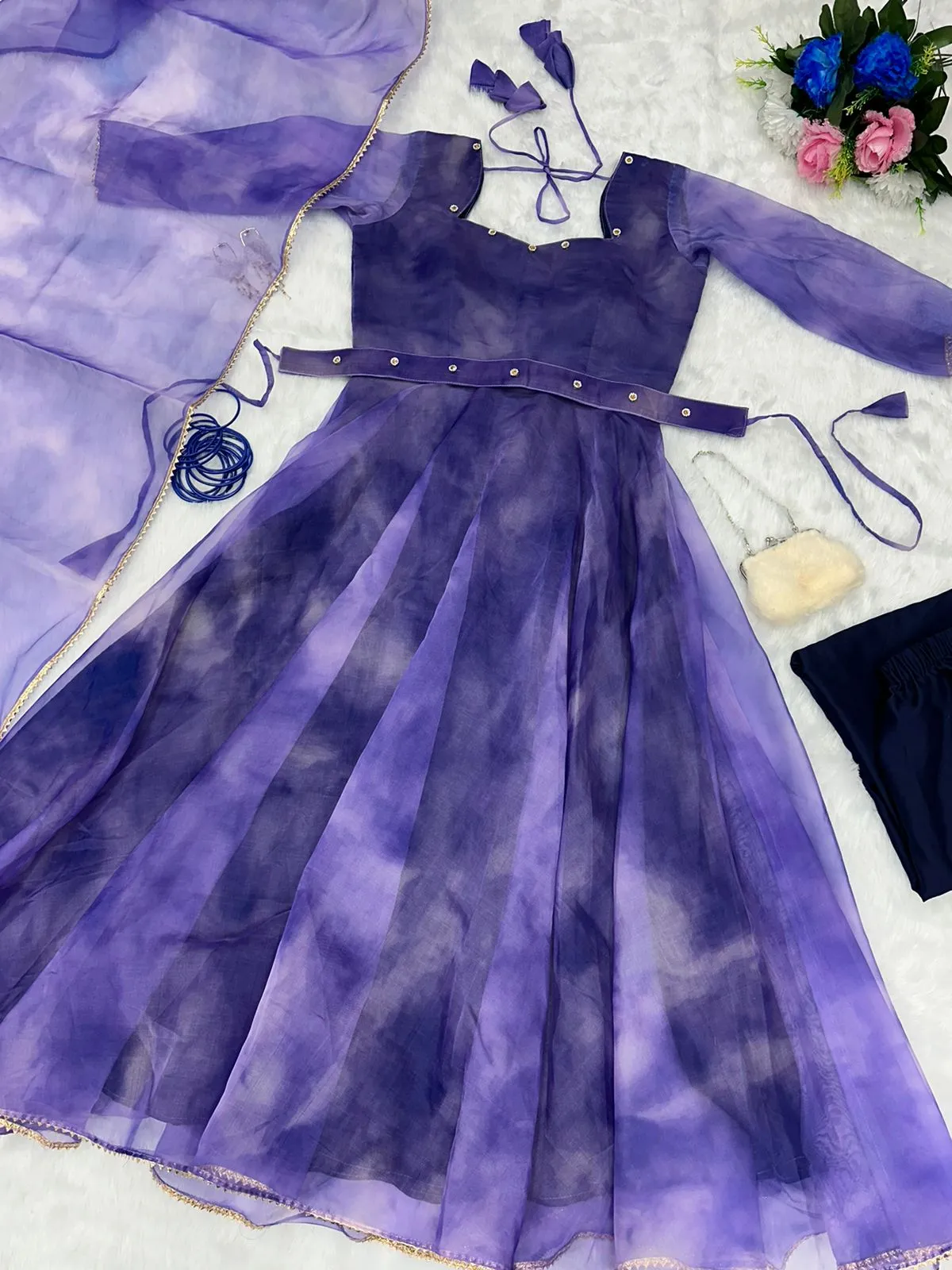 Majestic Organza Silk Purple Color Gown