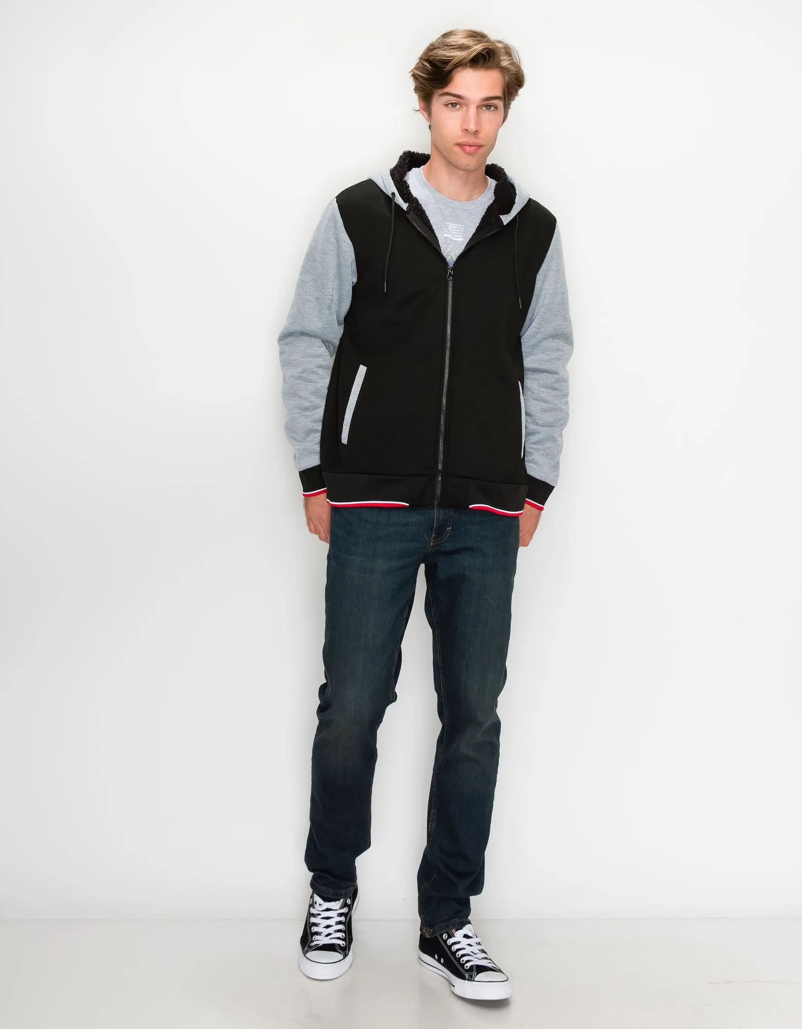 MEN'S VALUE VARSITY FLEECE SHERPA LINED JACKET