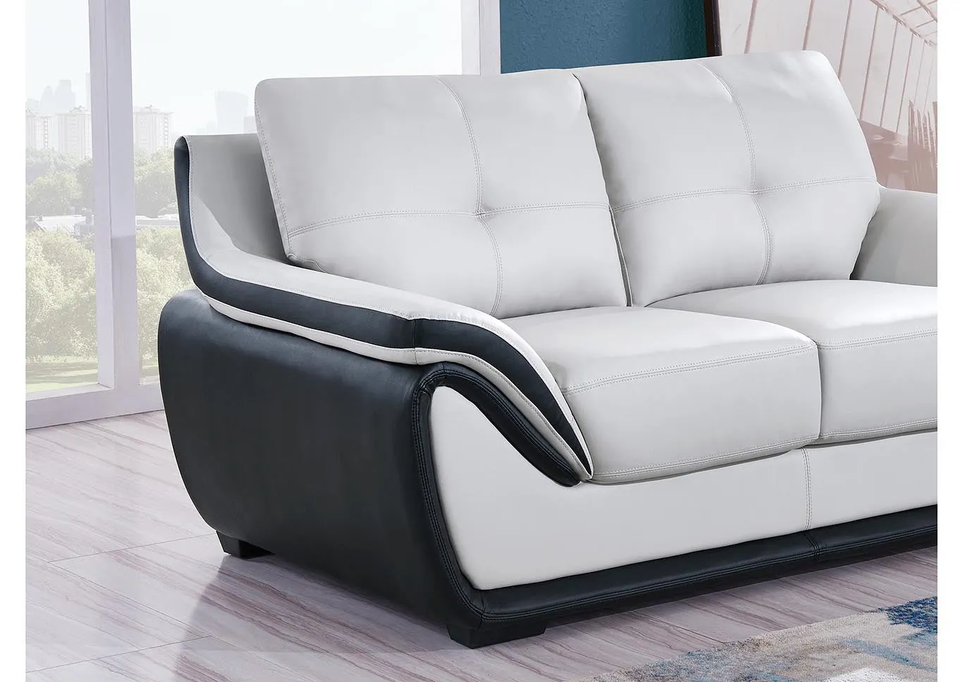 Natalie Light Grey/Black Loveseat